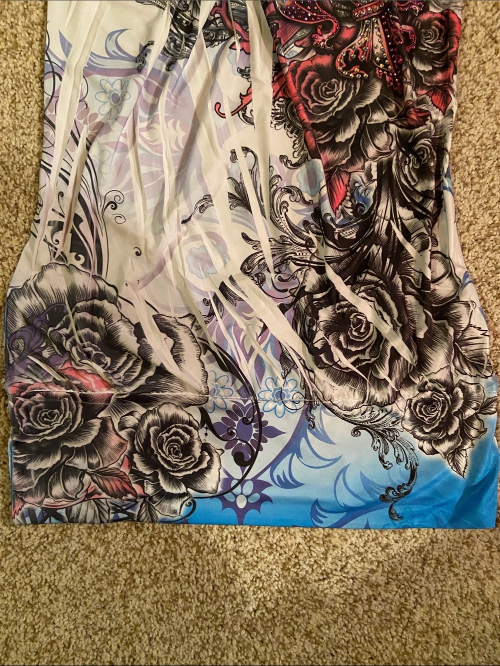 Multiples Gray Short Sleeve Top with Leopard LOVE Graphic - Picture 3 of 5